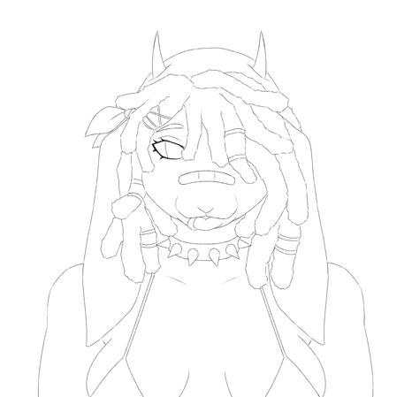 An uncolored icon of Salem the black-coded bunny