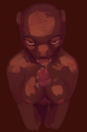 Painted version of Vermilion giving a boobjob shown from a high angle